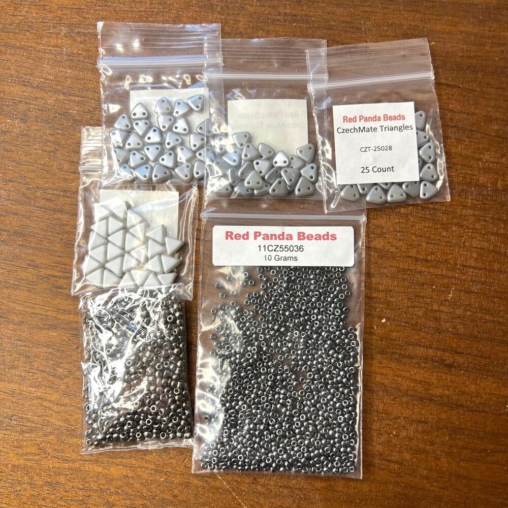 Red Panda Beads CzechMates Triangle Kheops Puca Seed Beads Silver Assorted Lot